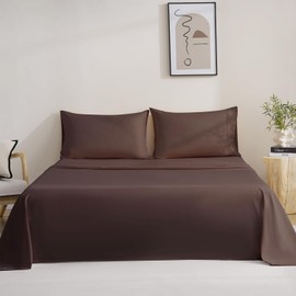 MCO Bedding Twin Bed Sheets Set - Soft Bed Sheet Set - Cooling Breathable Bedding Set with 16" Deep Pocket Design (3 Pieces, Twin, Brown)