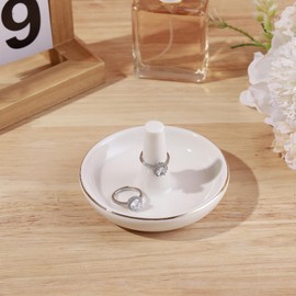 Wedding Ring Holder Dish, Wedding Gifts for Women, Engagement Ring Dish Jewelry Dish with Ring Stand, Ceramic Jewelry Holder for Rings Earrings Necklace, Birthday Wedding Mothers Day Gift for Women