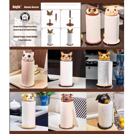 Aayla Paper Towel Holder - Metal Unique Owl Paper Towel Roll Stand for Counter Top of Kitchen Home Dining Bathroom, Adorable Gifts for Cat Dog Pet Lovers (Owl)