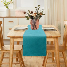 YATOJUZI Teal Table Runner Seasonal Summer Kitchen Dining Coffee Table Decoration 55 Inches Long Waterproof Turquoise Farmhouse Rustic Table Runner Home Wedding Party Decor 16x55Inch