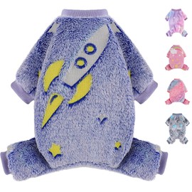 Fleece Dog Pajamas for Small Dogs Boy, Fall Winter Dog Pjs Cute Extra Small Puppy Clothes, 4 Legs Dog Sweater Jumpsuit, Soft & warm Dog Onesies Pet Apparel Outfits for Chihuahua Yorkie Cat, Blue, XXXS