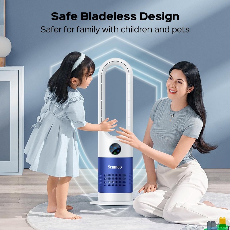 Senmeo Bladeless Fan, 26" Bladeless Tower Fan with Remote, 8