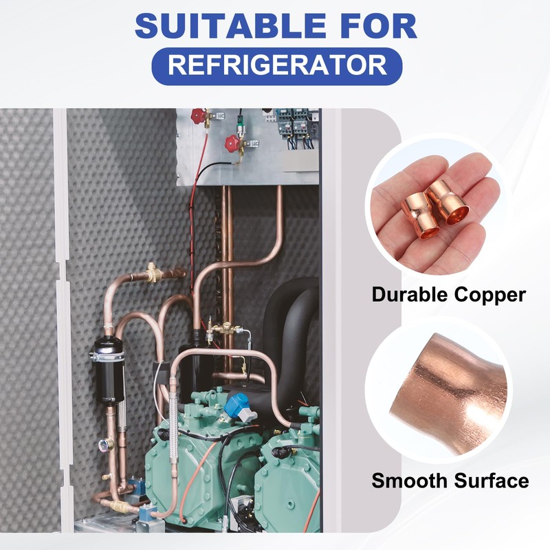 PATIKIL 5Pcs Copper Reducer 1/2" x3/8" ID Reducing Copper Coupling