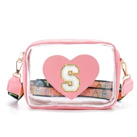Transparent Crossbody Bag, Cute Waterproof Cosmetic Bag with Zip for Women and Girls, Thickened Pu Transparent Travel Cosmetic, S