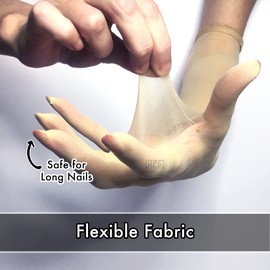 Unicorns Poop Glitter Nude Illusion Second Skin Sheer Seamless Stretch Gloves with Elastic Top Seam in Beige, Tan, Brown; Over Elbow; Women and Men (Black)