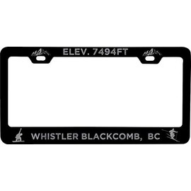 R and R Imports Whistler Blackcomb British Columbia Etched Metal License Plate Frame Black
