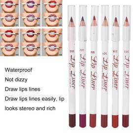 Pack of 6 Lip Liners, Waterproof, Matt, Durable, for Beautiful Lip Makeup, Safe Ingredients, 6 for Various Occasions (Set 01)