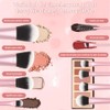 15 Piezas Brochas para Maquillaje con 10 Brochas, 2 Esponjas,