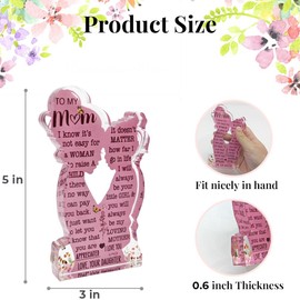 Askyorte Mom Gifts from Daughter Christmas Gift for Mom, Mom Birthday Gift Mother's Day Gifts from Daughter, Best Mom Ever Gifts New Mom Single Mom Christmas Acrylic Plaque Sign 5x3in