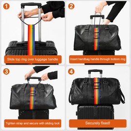 2 Pcs Luggage Straps for Suitcases, Multi Use Strong Adjustable Luggage Connector Straps, New Flexible and Adjustable Elastic Fastening Belt for Luggage Straps, Backpacks & Accessories (2 Pcs-Black)