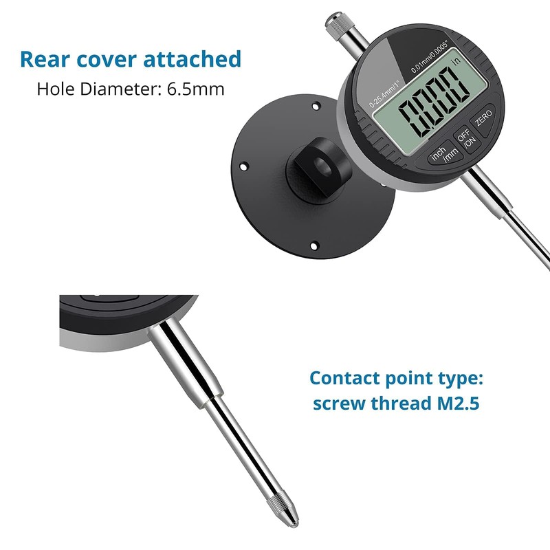 AUTOUTLET Digital Dial Gauge 0.01/0.0005 Inch Digital Dial Gauge Measuring