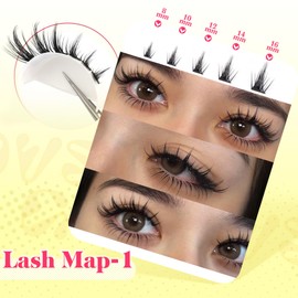 Goddvenus Manga Individual Eyelashes Kit Natural Wispy Anime Cluster Lashes Kit Japanese Style DIY Eyelash Extensions Kit with Bond and Seal Lash Glue Lash Tweezers (0.02mm Thickness 8-16mm D Curl)