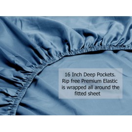 LINENWALAS Fitted Sheet Only Viscose Derived from Bamboo, Bottom Sheet for Full Size Bed – 16” Deep Pocket, All Around Snug Fit – Cooling, Breathable, Soft, Hypoallergenic (Bahamas Blue, Full)