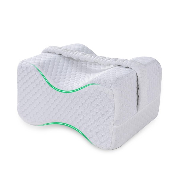 FuturaLoom Knee Pillow for Side Sleepers with Straps, Charcoal Memory