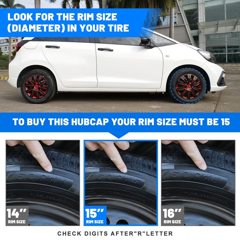 AUTOWIKI 15" Wheel Rim Covers Universal Hubcaps, Hubs Snap on
