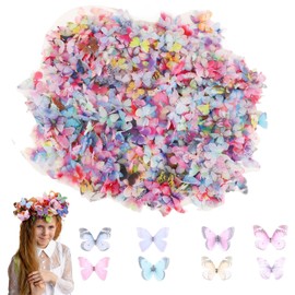 AONAYO 60 StüCk Schmetterling Deko,3D Schmetterlinge Deko,4 cm,Gemischte Farben Deko Schmetterlinge,Halbtransparente Organza-Chiffon-Schmetterlinge,Geeignet FüR DIY-Dekoration,Scrapbooking,GepäCk