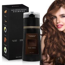 Hair Dye Shampoo, 3 in 1 Haarfärbeshampoo Braun, Hair Instant Dye Shampoo für Männer & Frauen mit Handschuhen und Kopfbedeckung Shampoo Hair Dye Dunkel Braun 200 ml