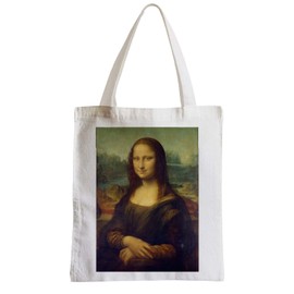Fabulous Large Shopping Bag Tote Bag Leonardo da Vincis Painting La Joconde Mona Lisa Artwork Classic, White