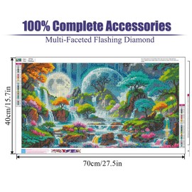 mjcakrn Landscape Diamond Painting Kits for Adults, Diamond Art Kits for Beginners 5D Full Drill Abstract Diamond Art Painting Kits Crystal Gem Art DIY Crafts Kits for Home Wall Decor 28x16inch