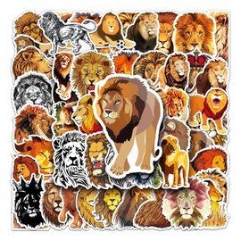 50PCS Lion Stickers,Lion Stickers,Teens Boys and Girls Sticker Pack Vinyl Skateboard Guitar Door Laptop Luggage Car Bike Water Bottle Birthday Party Supplies Stickers