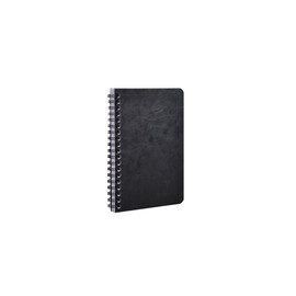 Clairefontaine - Ref 786161C - Age Bag Wirebound Notebook (120 Pages) - 11 x 17cm, Lined Rulings, 90gsm Brushed Vellum Paper, Pocket for Loose Documents - Black Cover