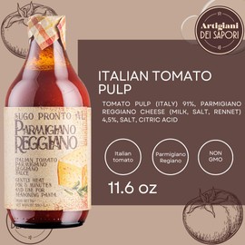 Italian Tomato Parmigiano Reggiano Sauce, Strained Toamtoes, Passata di Pomodoro, 11.6 oz, Italian Pasta Sauce, Pomodoro with Parmigiano Reggiano, Artigiani dei Sapori, Product of Italian