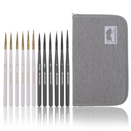 aurochs 12 Piece Fine Surface Brush Set, Natural Horse Hair Brushes 6 Brushes / 6 Nylon Brushes, Paint Plastic Models, Figures, Watercolor, Acrylic Painting, Japanese Painting, Design, Nail