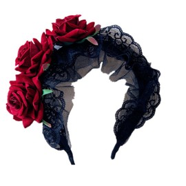 TianQin WY Lady Women Girls Dark Blue Vintage Sparkling Crystal Diamond Butterfly Flower Jewelry Headbands Hair Hoop Alice Hair Clips Claw Barrettes (Rose Headband)
