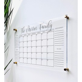Large Clear Acrylic Monthly Calendar for wall | Dry-Erase Message White Board Calendar Wall Mounted Office Home Family Organization Tools Must Haves School Kids Adult Mom Teen Monthly Weekly ADHD Tool