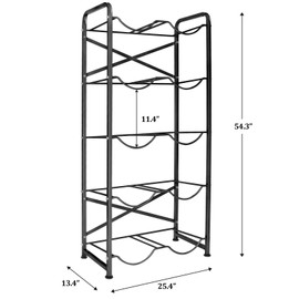 Ationgle 5 Gallon Water Bottle Holder for 10 Bottles, 5 Tiers Heavy-Duty Water Cooler Jug Rack with Reinforcement Frame for Kitchen Office, Black