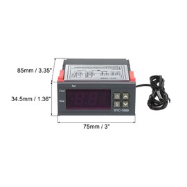 MECCANIXITY 2 Pack STC-1000 10A DC 12V Digital LED Temperature Controller Thermostat Heating and Cooling Control Switch for Fridge Greenhouse Farm