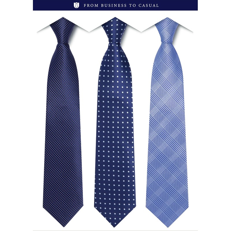 HISDERN TA3-01S Set of 3 Neckties and Pocket Squares, Luxury
