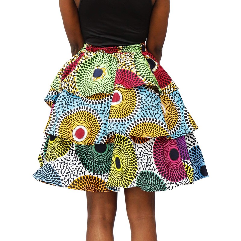 HongyuAmy Women African Skirt Ankara Tradition Print Wax Patchwork Skirts