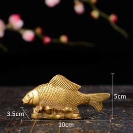 Brass Money Fish Fengshui Gold Wealth Arowana Home Decor Collectible Figurine ZD095