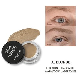 PHOERA Eyebrow Pomade Waterproof 24 Hours Long Lasting Sweat Resistant Brow 6 Colours Cream Gel (01 Blonde)