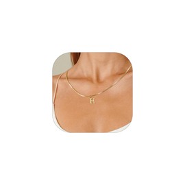 Esmoly Women's Necklace with Letters, A-Z Necklace, Women’s Silver Letter Chain, for Girlfriend, 14K Gold-Plated Pendant Necklace, Graduation, Birthday Gifts for Women, Gold, No Gemstone