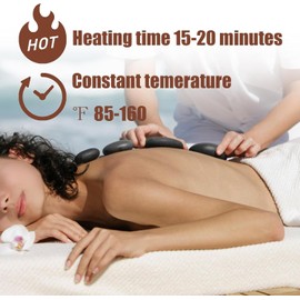 TPbaeke Hot Stones for Massage with Warmer, 9Pcs Mini Massage Stones with Heater Kit for 4 Sizes, Hot Stone Massage for Professional or Home Spa Warming Relaxing Therapy Relief