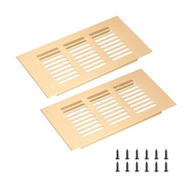 sourcing map Rectangle Ventilation Grille, Aluminum Alloy Mesh Air Vent Cover Louvered Ventilation Cover with Mounting Screws for Cabinet Wardrobe Shoe Closet (150x60mm/6"x2", Gold Tone)