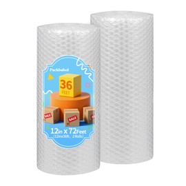 packbabol Bubble Cushioning Wrap Rolls, ProtectivePackaging Material, Bubble Moving Wrap for PackingMoving Supplies,Small business,2 Pack (12"x72')