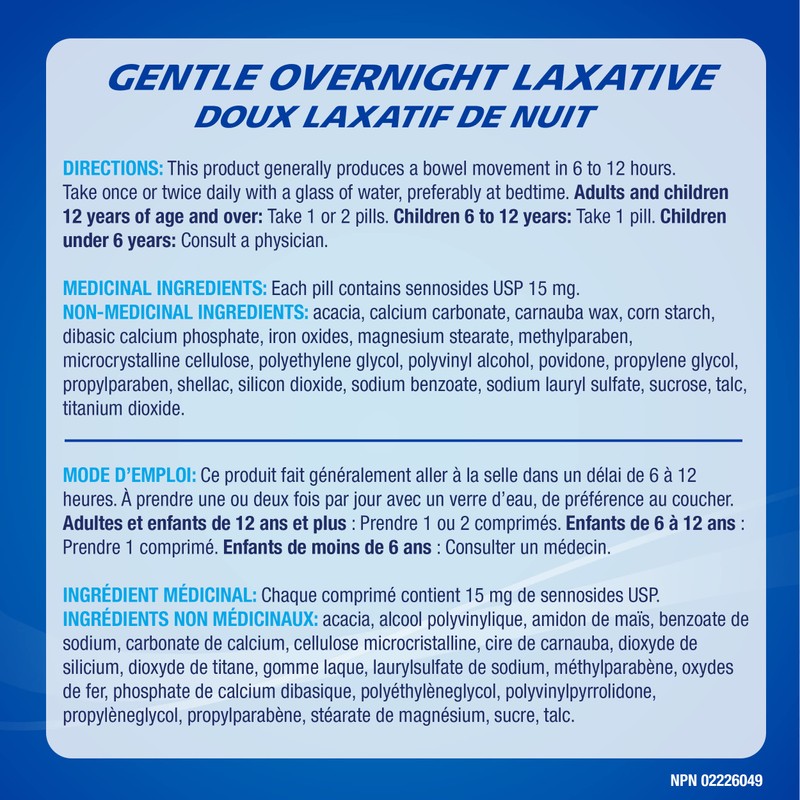 Ex-Lax Gentle Overnight Laxatives for Constipation Relief, 60 Pills