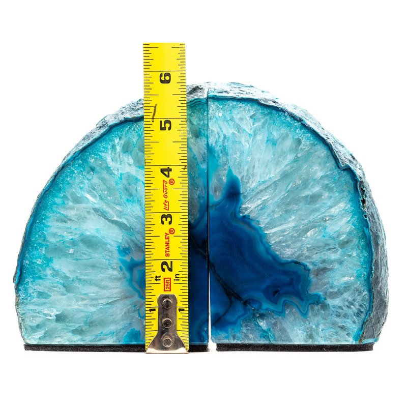 DesertUSA Agate Bookends with Bonus Minerals (6-8 lb, Teal)