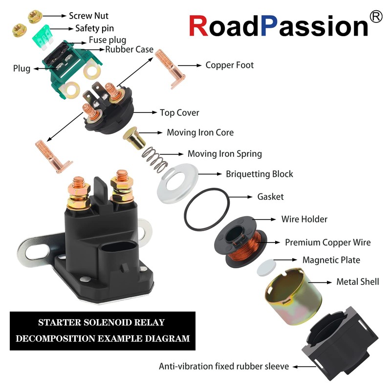Road Passion 4014655 Continuous Duty Starter Solenoid Relay Replacement for