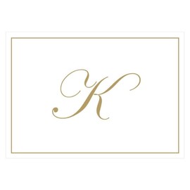Caspari Gold Embossed Initials Boxed Note Cards in Letter K, 32 Cards & Envelopes