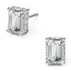 18K White Gold Plated Sterling Silver Emerald Cut Cubic Zirconia