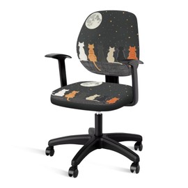 Wanzuoeng - Fundas para sillas de oficina con estampado de gato luna, fundas suaves y cómodas para sillas de computadora, antipolvo, fundas de asiento de silla de computadora, fundas lavables para