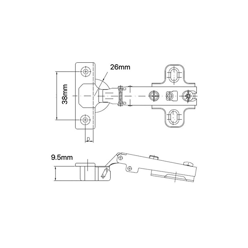 26mm - 95_ Degrees Concealed Hinge Full Overlay Type with