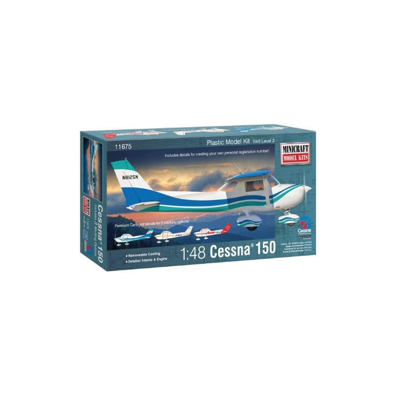 Minicraft Cessna 150 with Multiple Marking Options Model Kit, 1/48