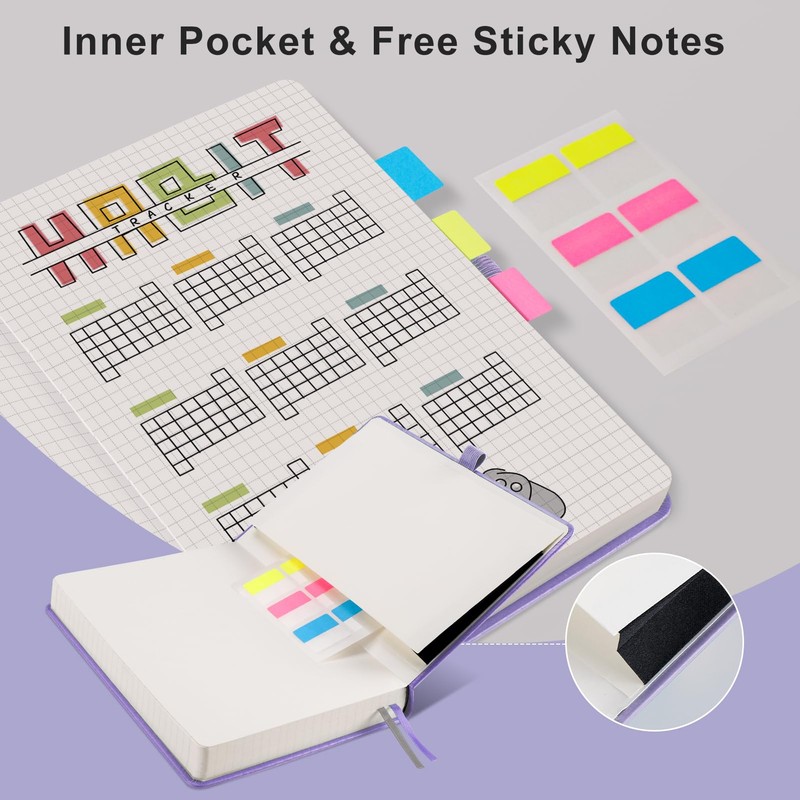 EMSHOI Graph Paper Notebook A5-320 Pages, Hardcover Leather, 100gsm Thick