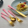 Lekoton 20 Piece Gold and Pink 18/0 Flatware Utensil Set