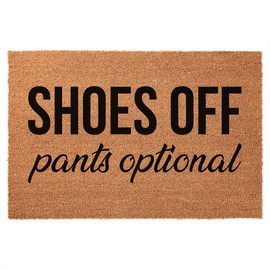 Funny Coir Doormat Shoes Off Pants Optional Doormat Entryway Outdoor Mat with Heavy Duty Front Porch Decor Patio Rugs Welcome Mats Entry Natural Coconut Brown Mat Novelty Gift Mat 23.7 x 15.7 inch